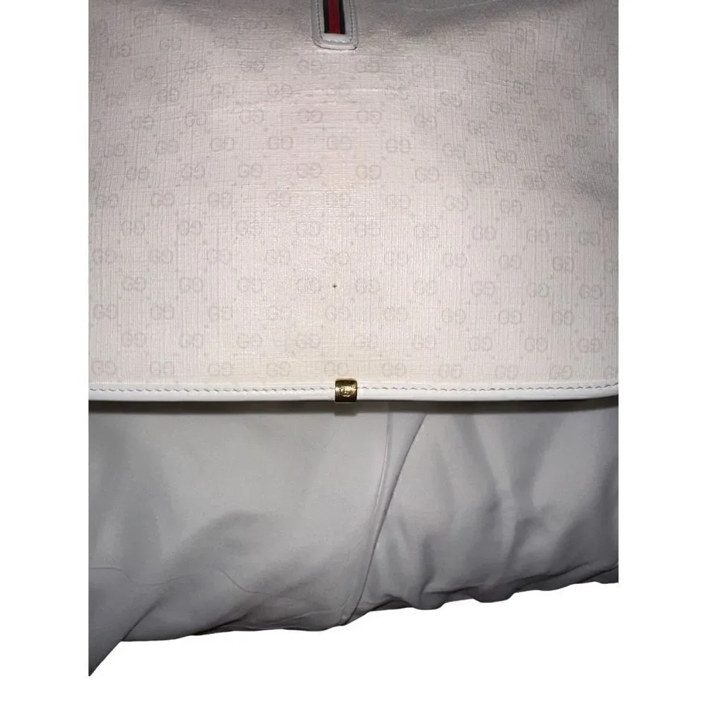 Gucci white Gg canvas and leather cross body bag